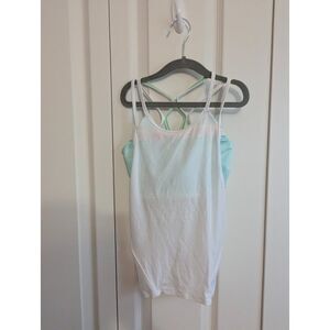 Ivivva by Lululemon white blue layered tank top sz 8 girls